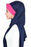 Mikaela - Navy Blue & Fuchsia Practical Cotton Hijab