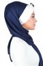 Mikaela - Navy Blue & Creme Practical Cotton Hijab