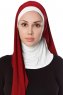 Naz - Bordeaux & Creme Practical One Piece Hijab - Ecardin