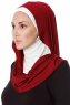 Naz - Bordeaux & Creme Practical One Piece Hijab - Ecardin