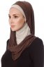 Naz - Brown & Light Taupe Practical One Piece Hijab - Ecardin