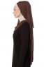 Naz - Brown & Light Taupe Practical One Piece Hijab - Ecardin