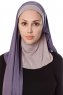 Naz - Purple & Stonegrey Practical One Piece Hijab - Ecardin