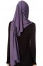 Naz - Purple & Stonegrey Practical One Piece Hijab - Ecardin