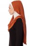 Naz - Brick Red & Light Beige Practical One Piece Hijab - Ecardin
