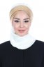 Olga - Creme & Gold Chiffon Turban
