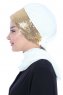Olga - Creme & Gold Chiffon Turban