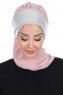 Olga - Dusty Pink & Silver Chiffon Turban