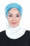Olga - Offwhite & Blue Chiffon Turban