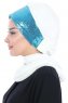 Olga - Offwhite & Blue Chiffon Turban