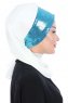 Olga - Offwhite & Blue Chiffon Turban