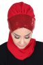 Olga - Red & Red Chiffon Turban