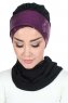 Olga - Black & Fuchsia Chiffon Turban