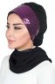 Olga - Black & Fuchsia Chiffon Turban