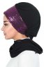 Olga - Black & Fuchsia Chiffon Turban