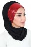 Olga - Black & Red Chiffon Turban