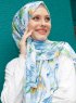 Pariza - Blue Leaf Patterned Hijab