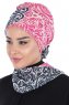 Regina - Navy Blue & Fuchsia Chiffon Turban