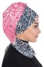 Regina - Navy Blue & Fuchsia Chiffon Turban