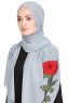 Sevda Grå Blommig Chiffon Hijab Sehr-i Sal 400107b