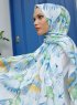 Yumna - Blue Leaf Patterned Hijab