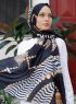 Yumna - Dark Navy Blue Patterned Hijab