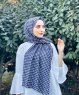 Soheila - Black & Grey Patterned Cotton Hijab