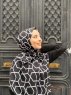 Sora - Black Patterned Cotton Hijab - Mirach