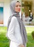 Tharaa - Dark Grey Patterned Hijab - Sal Evi
