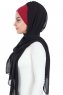 Vera - Bordeaux & Black Practical Chiffon Hijab
