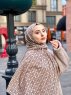 Wahida - Taupe Patterned Cotton Hijab - Mirach