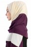 Yelda Lila & Creme Chiffon Hijab Sjal Madame Polo 130037-3