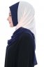 Ylva - Beige & Navy Blue Practical Chiffon Hijab