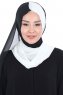 Ylva - White & Black Practical Chiffon Hijab