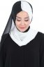 Ylva - White & Black Practical Chiffon Hijab