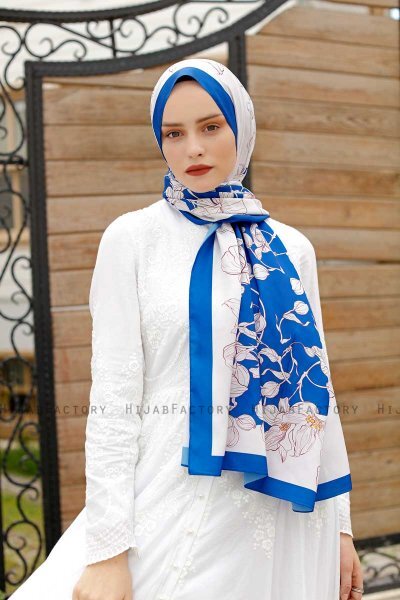 Orchid Patterned Twill Hijab - Sal Evi