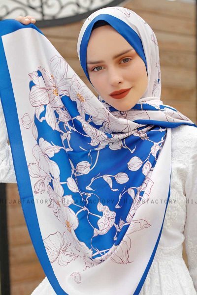 Orchid Patterned Twill Hijab - Sal Evi