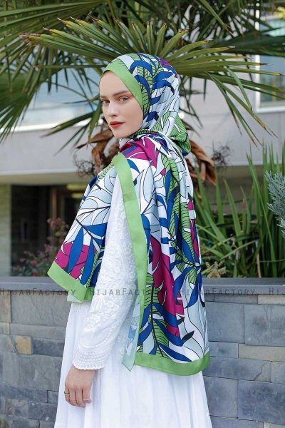Leaf Patterned Twill Hijab - Sal Evi