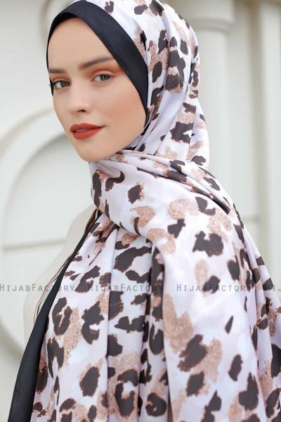 Leopard Patterned Twill Hijab - Sal Evi