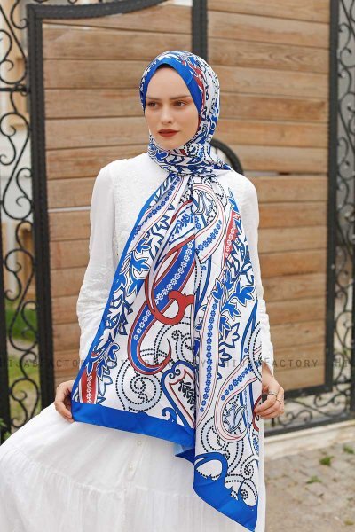 Brick Red Patterned Twill Hijab - Sal Evi
