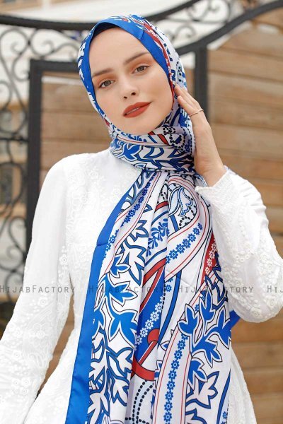 Brick Red Patterned Twill Hijab - Sal Evi