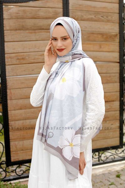Daisy Patterned Twill Hijab - Sal Evi