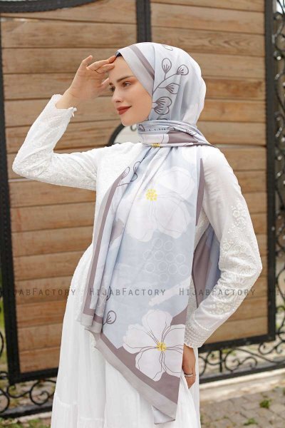Daisy Patterned Twill Hijab - Sal Evi
