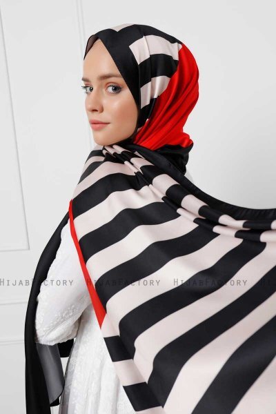 Striped Patterned Twill Hijab - Sal Evi