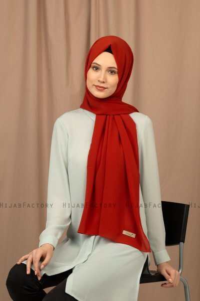 Yildiz - Brick Red Crepe Chiffon Hijab