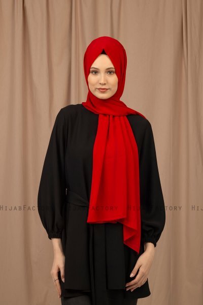 Yildiz - Red Crepe Chiffon Hijab