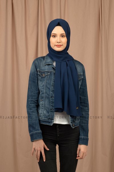 Yildiz - Navy Blue Crepe Chiffon Hijab