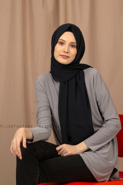 Yildiz - Dark Navy Blue Crepe Chiffon Hijab