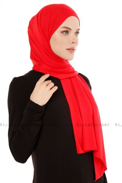 Melek - Red Premium Jersey Hijab - Ecardin