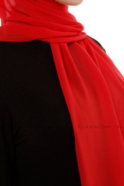 Derya - Red Practical Chiffon Hijab